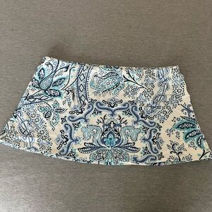 Ralph Lauren Blue and White Paisley Swim Mini Skirt